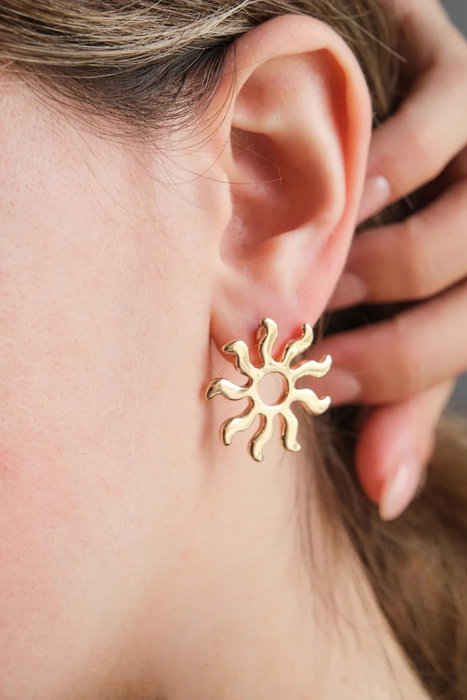 Heliophilia Silver Pendientes de Latón Dorados con Circonio